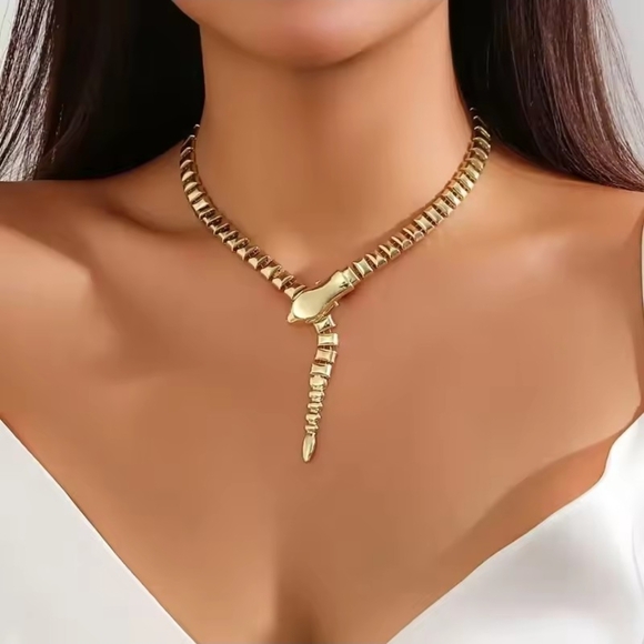Anthropologie Jewelry - Gold Snake-Style Choker Necklace